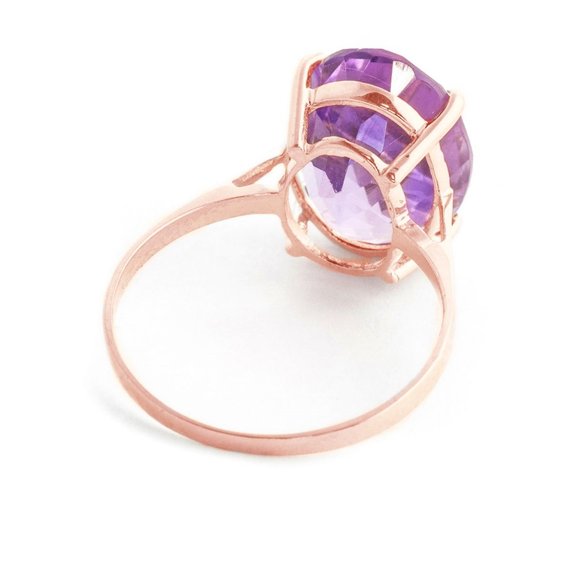 14K. SOLID GOLD RING WITH NATURAL OVAL AMETHYST - Picture 3 of 6